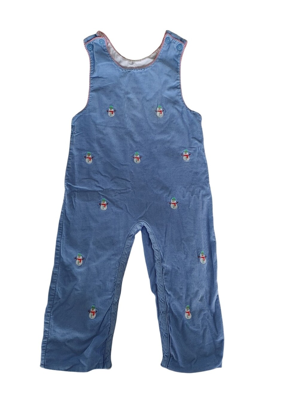Anavini Snowmen Christmas blue corduroy 100% Cotton longall (Jon Jon romper)